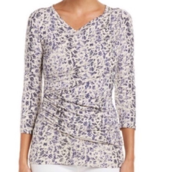 CAbi Double Drape Blue Animal Print T-Shirt size L - Picture 1 of 11
